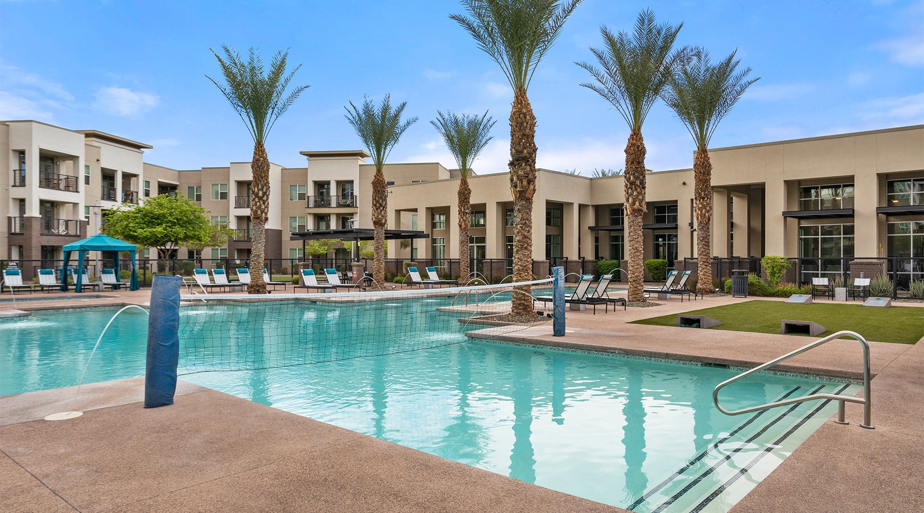 pool with lounge chairs